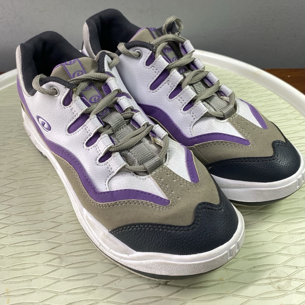 Dexter Womens Leather Bowling Shoes White/Purple/Tan Sz. 8.5 M‎